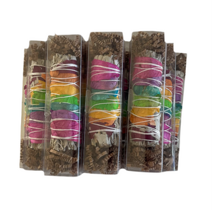 SAGE SMUDGE STICK WITH 7 CHAKRA ROSE PETALS