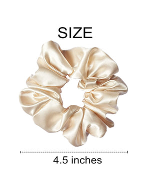 SATIN SILK HAIR SCRUNCHIES BEIGE