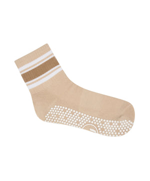 Crew Non Slip Grip Socks - Beige Stripes