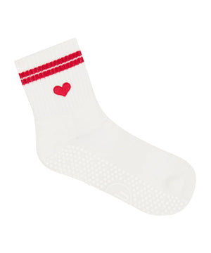 LOVE STRUCK IVORY CREW GRIP SOCKS