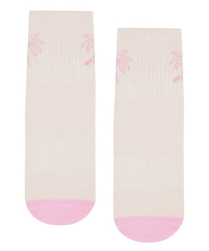 CREW NON SLIP GRIP SOCKS PINK PALMS