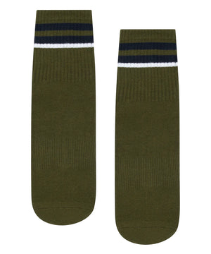 MEN’S CREW NON SLIP GRIP SOCKS KHAKI STRIPE