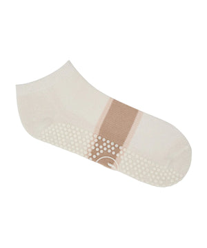 CLASSIC LOW RISE GRIP SOCKS - MOCHA STRIPES