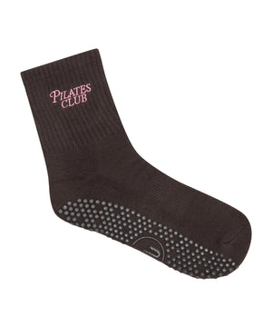 CREW NON SLIP GRIP SOCKS PILATES CLIB CHOCOLATE