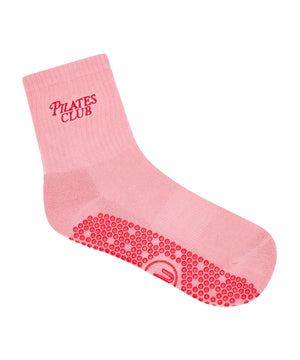 CREW NON SLIP GRIP SOCKS PILATES CLIB PINK